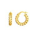 14k Yellow Gold Polished Twisted Hoop Earrings(3x11mm)