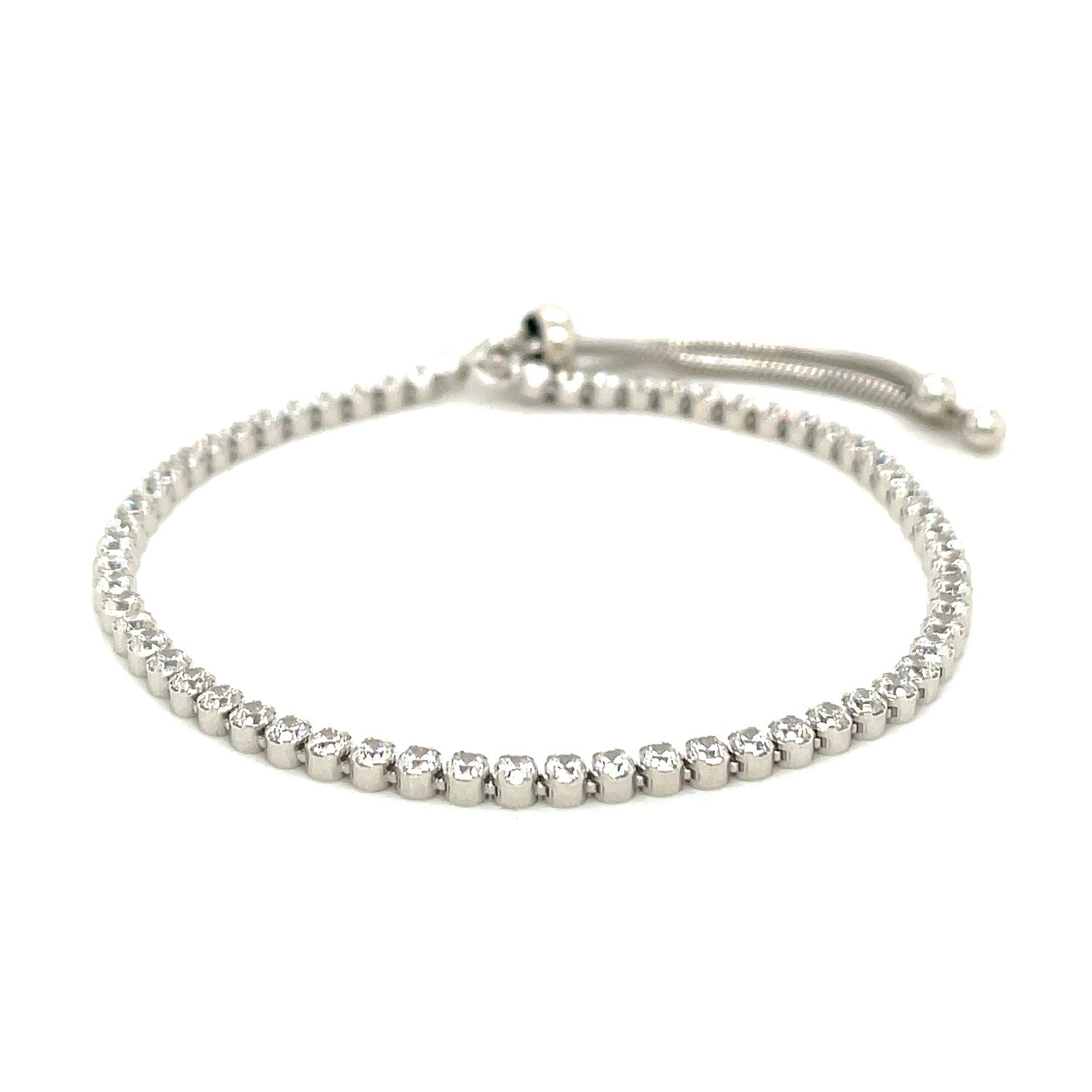 Adjustable Tennis Style Bracelet with Cubic Zirconia in Sterling Silver (4.00 mm)