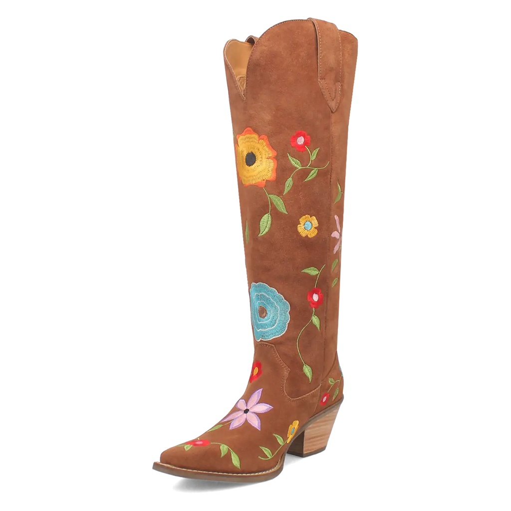 Dingo Flower Power - Women's Suede Leather Cowgirl Boots