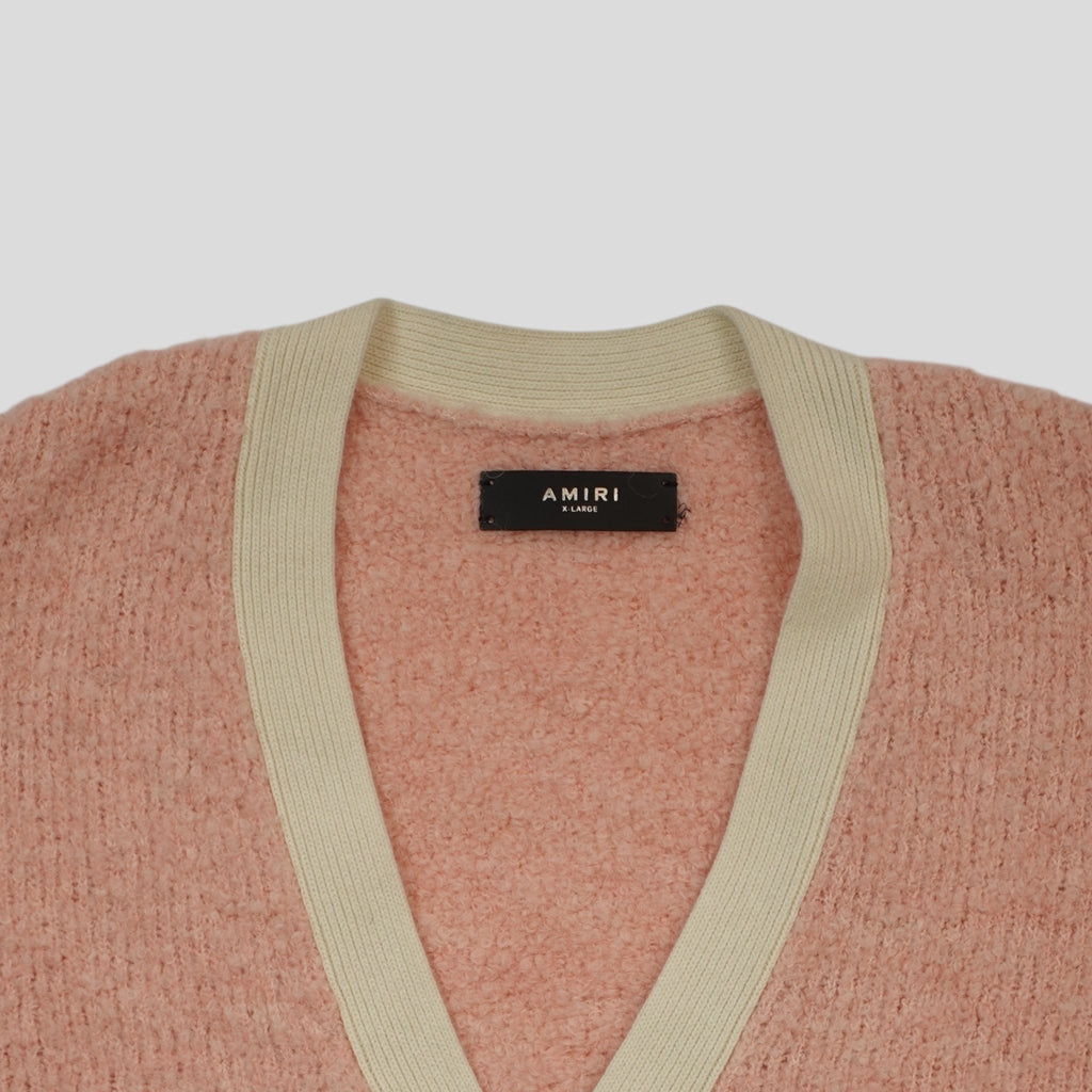 Amiri Fuzzy Wool Cardigan in Pink