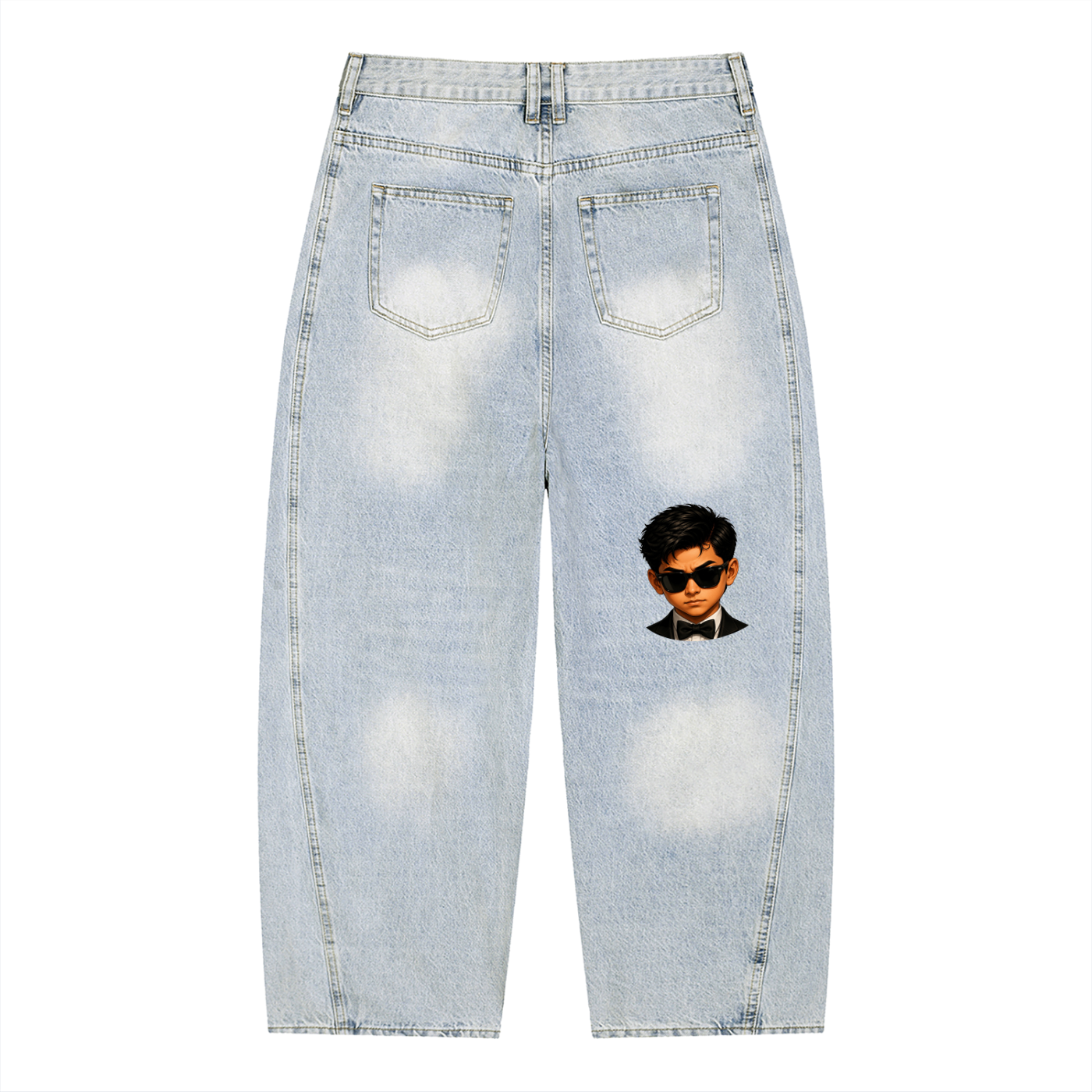 Landa Prive Men's Vintage Wash Sunfade Barrel Leg Jeans