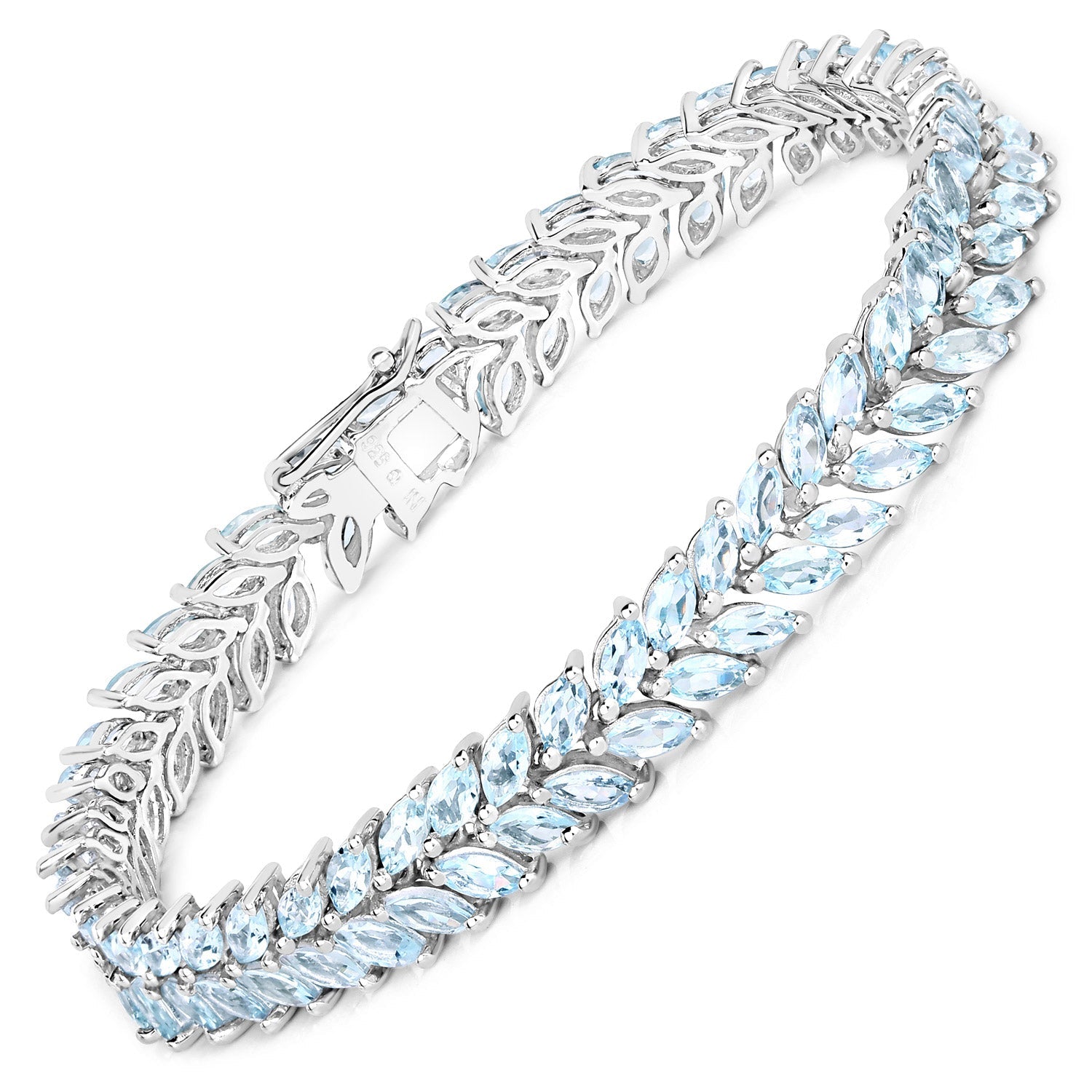 15.04 ct. Genuine Blue Topaz .925 Sterling Silver Bracelet