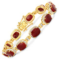 21.09 Carat Dyed Ruby and White Diamond .925 Sterling Silver Bracelet