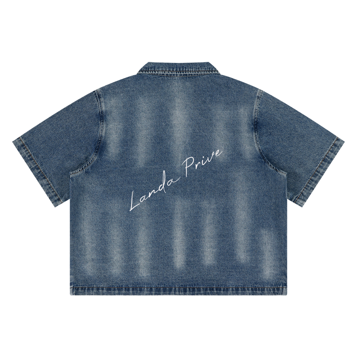 Landa Prive Unisex Vintage Washed Full-Zip Denim Shirt