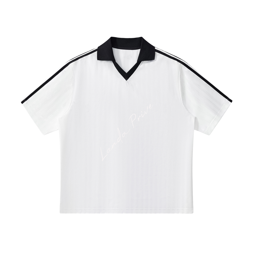 Landa Prive Contrast Collar Striped Soccer Jersey
