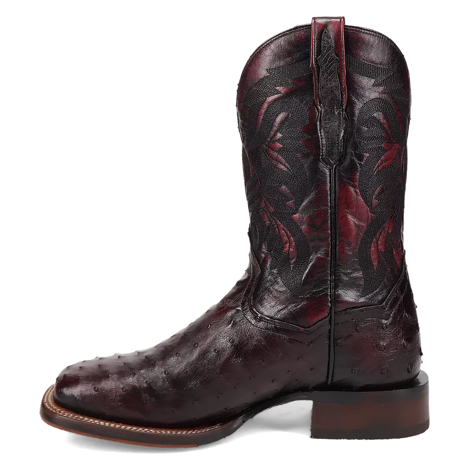 Dan Post Alamosa (Black Cherry)  - Men's Ostrich Skin Leather Cowboy Boots