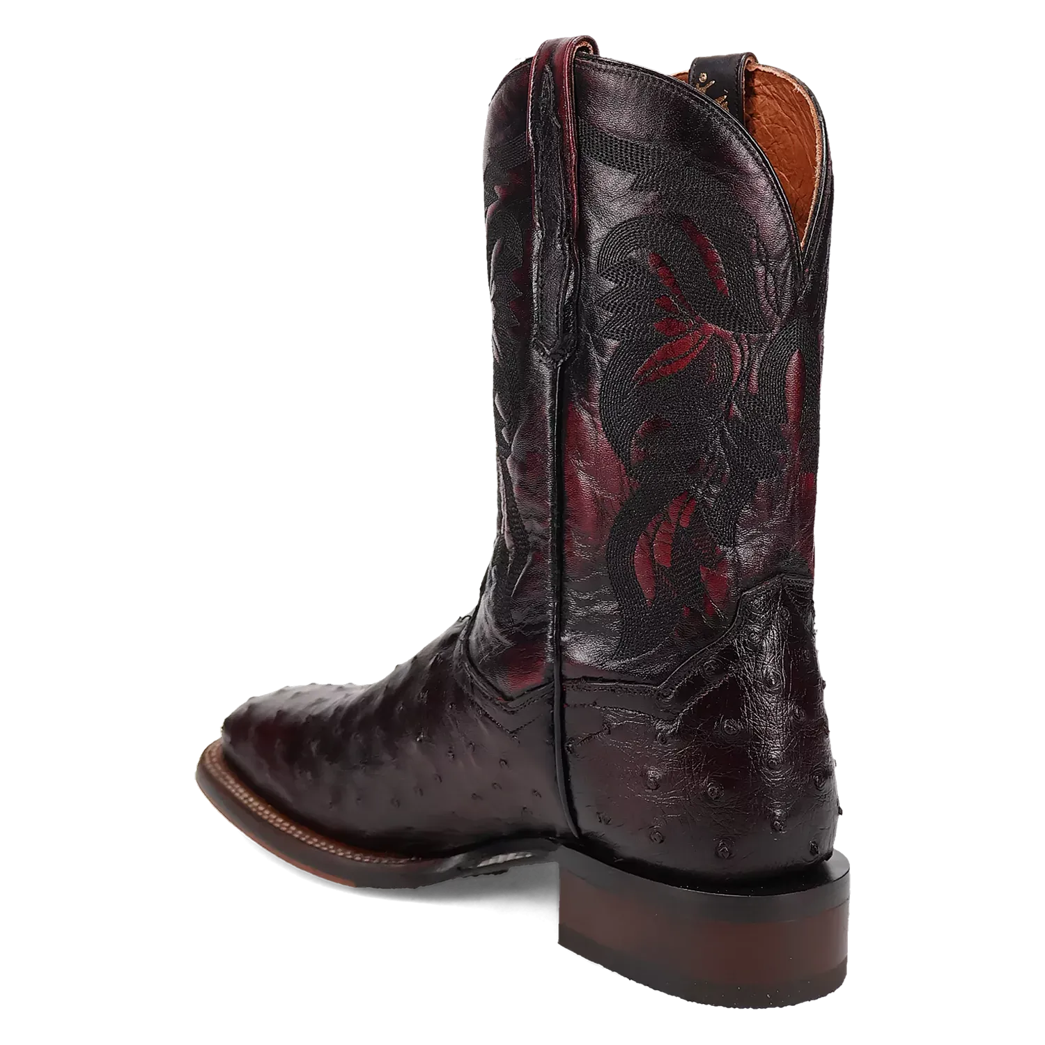 Dan Post Alamosa (Black Cherry)  - Men's Ostrich Skin Leather Cowboy Boots