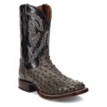 Dan Post Alamosa (Grey/Black)  - Men's Ostrich Skin Leather Cowboy Boots