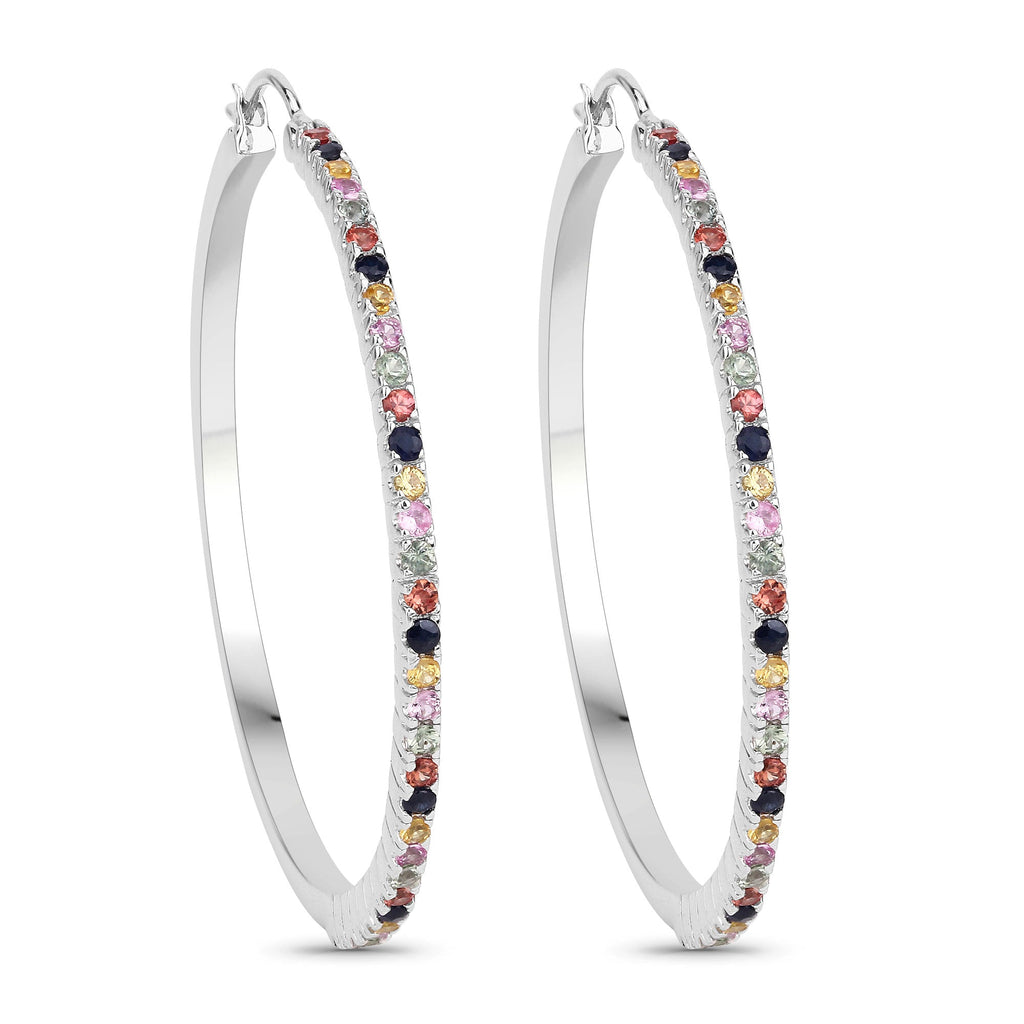 2.24 Carat Genuine Multi Sapphire .925 Sterling Silver Earrings
