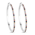 2.24 Carat Genuine Multi Sapphire .925 Sterling Silver Earrings