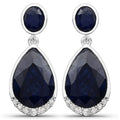 7.90 Carat Dyed Sapphire and White Diamond .925 Sterling Silver Earrings