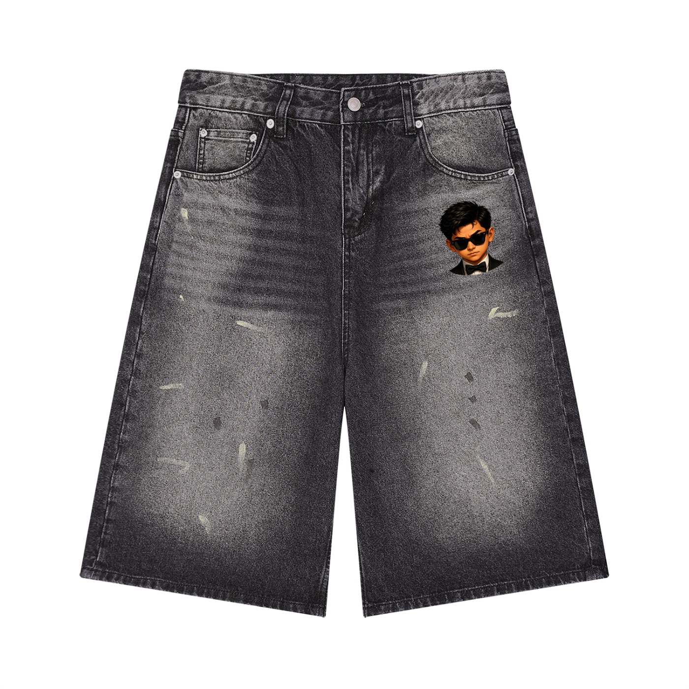 Landa Prive Men’s Vintage Wash Wide Leg Denim Shorts