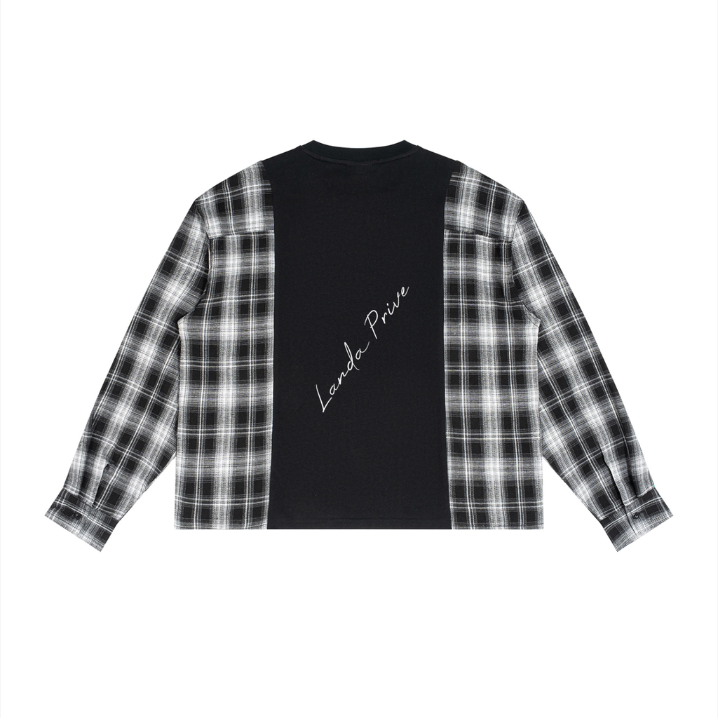Landa Prive Plaid Panel Long Sleeve T-Shirt
