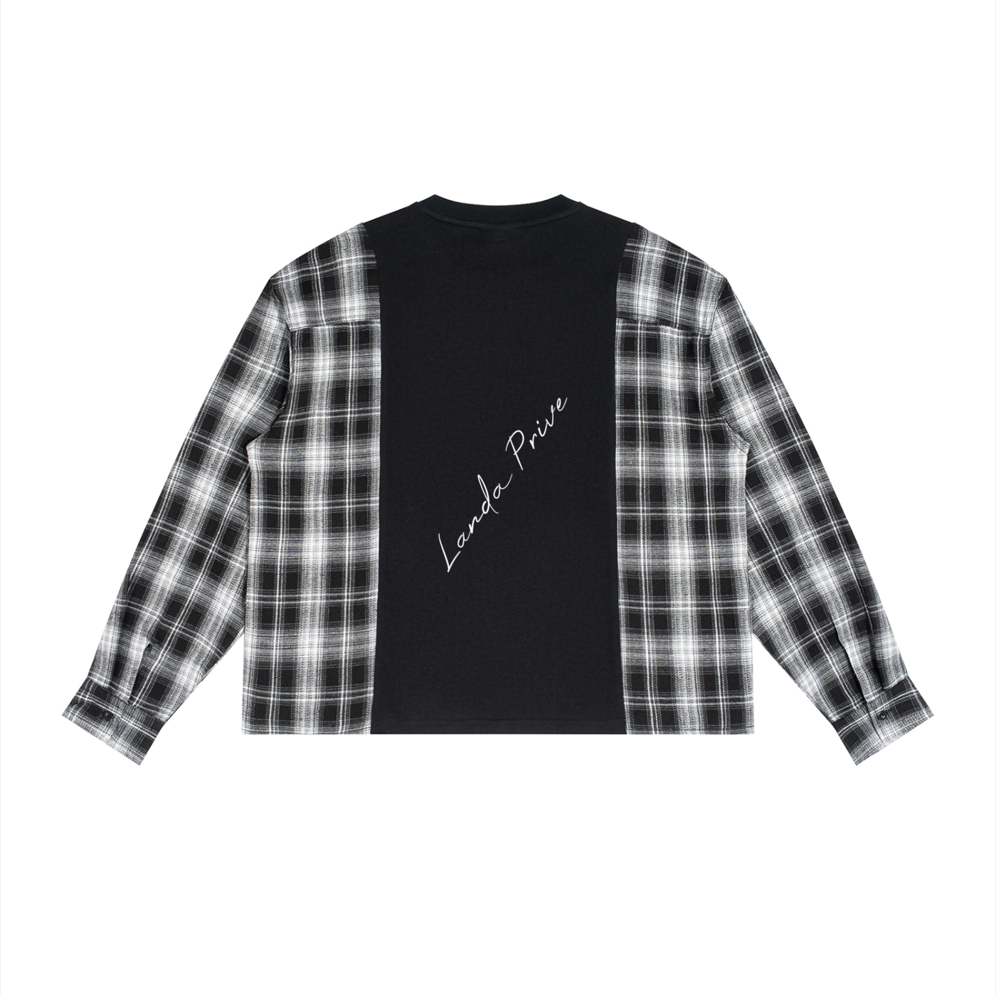 Landa Prive Plaid Panel Long Sleeve T-Shirt