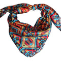 Silk Wild Rag Red, Yellow, Blue Aztec by Double B Wild Rags