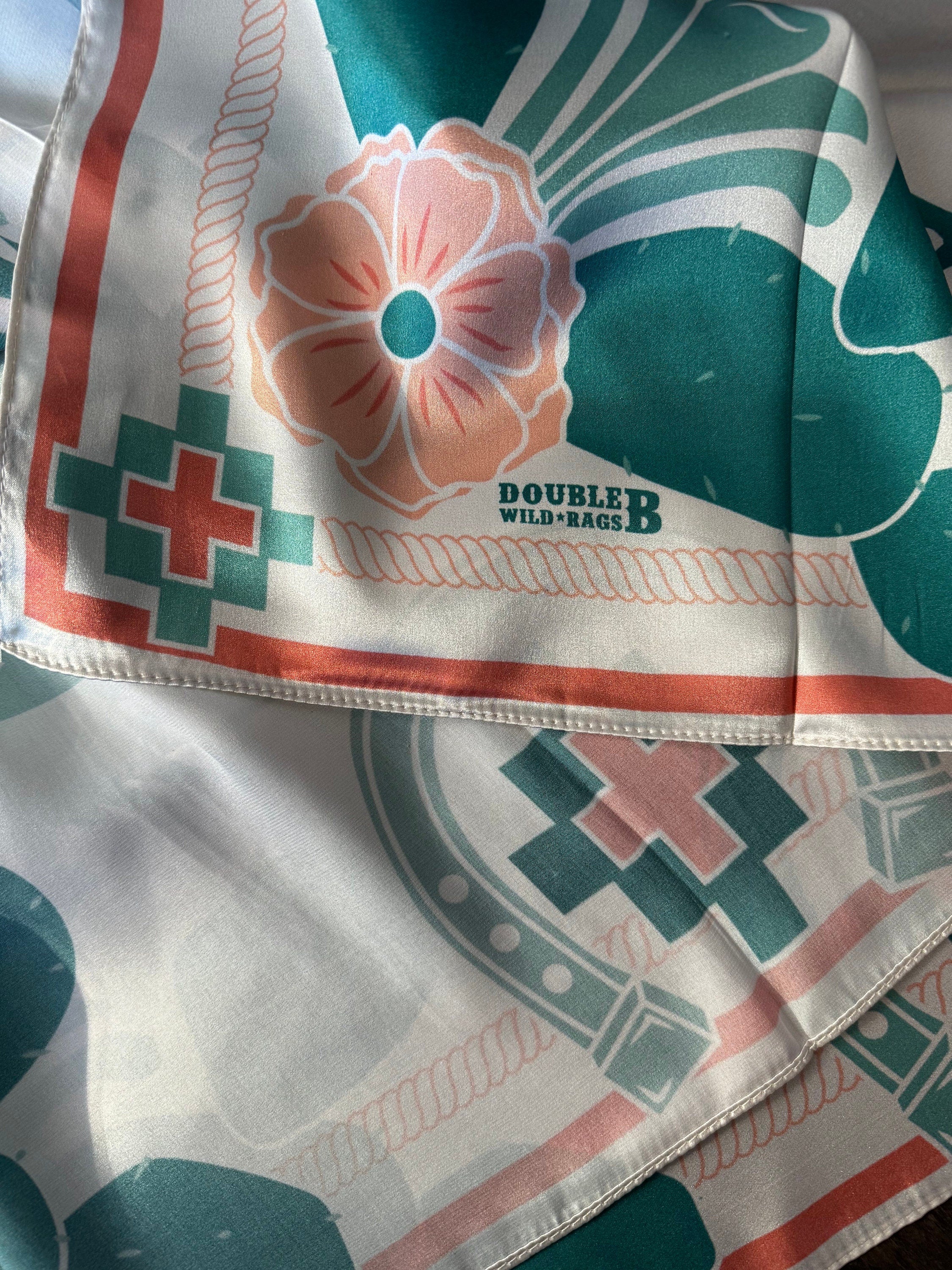 Wild Rag 100% SILK Desert Cowgirl and Cactus Cowboy Neck Scarf Bandanna by Double B Wild Rags