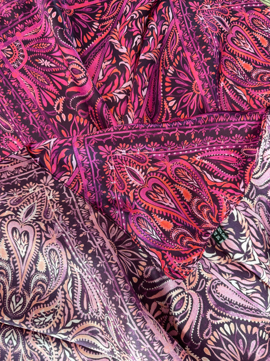 100% Silk Wild Rag Dark Pink Quilted Paisley by Double B Wild Rags