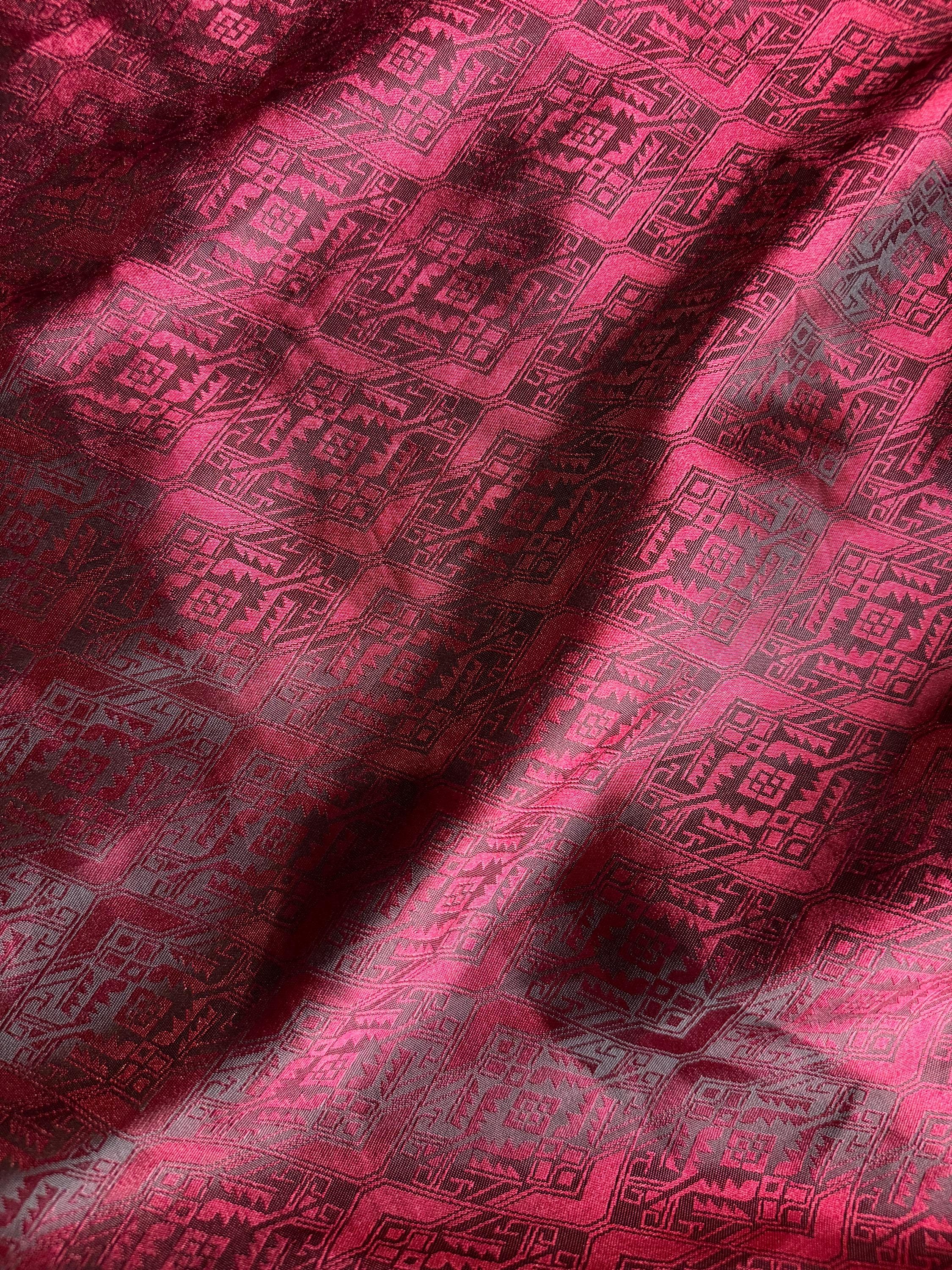 Jacquard Wild Rag Aztec Native tribal inspired neck scarf by Double B Wild Rags red green brown blue black