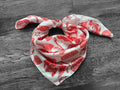 100% Silk Wild Rag Cowboy Cherubs and Hearts red and white Valentines