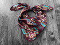 100% Silk Wild Rag Plum and Turquoise Native Tribal Print by Double B Wild Rags