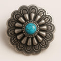 Antique Silver or Copper Brown Scalloped Edge Wild Rag Slide with Stone Center
