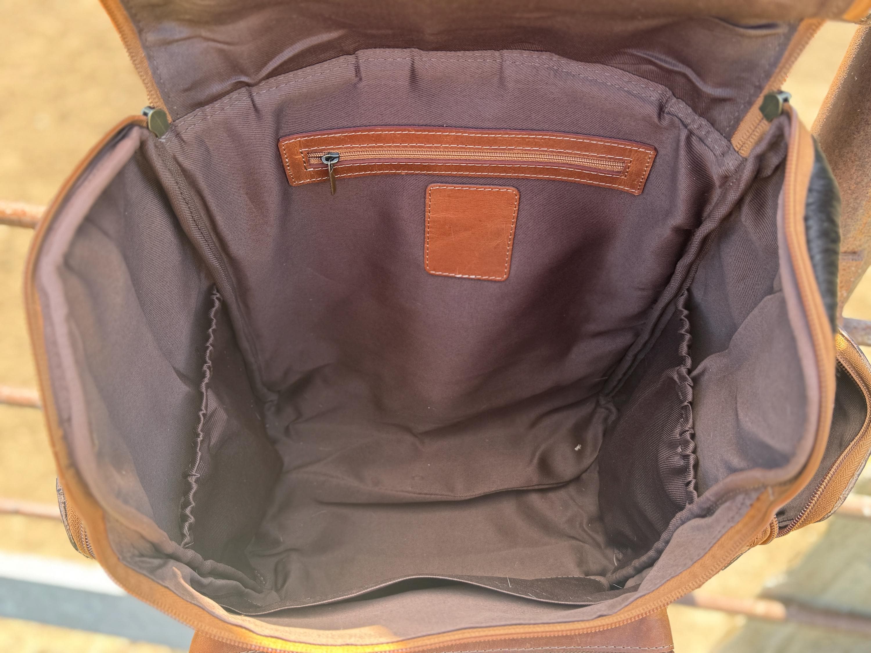 Genuine Western Cowhide Leather Backpack Diaper Bag Personal Item carry-on luggage by Double B Wild Rags