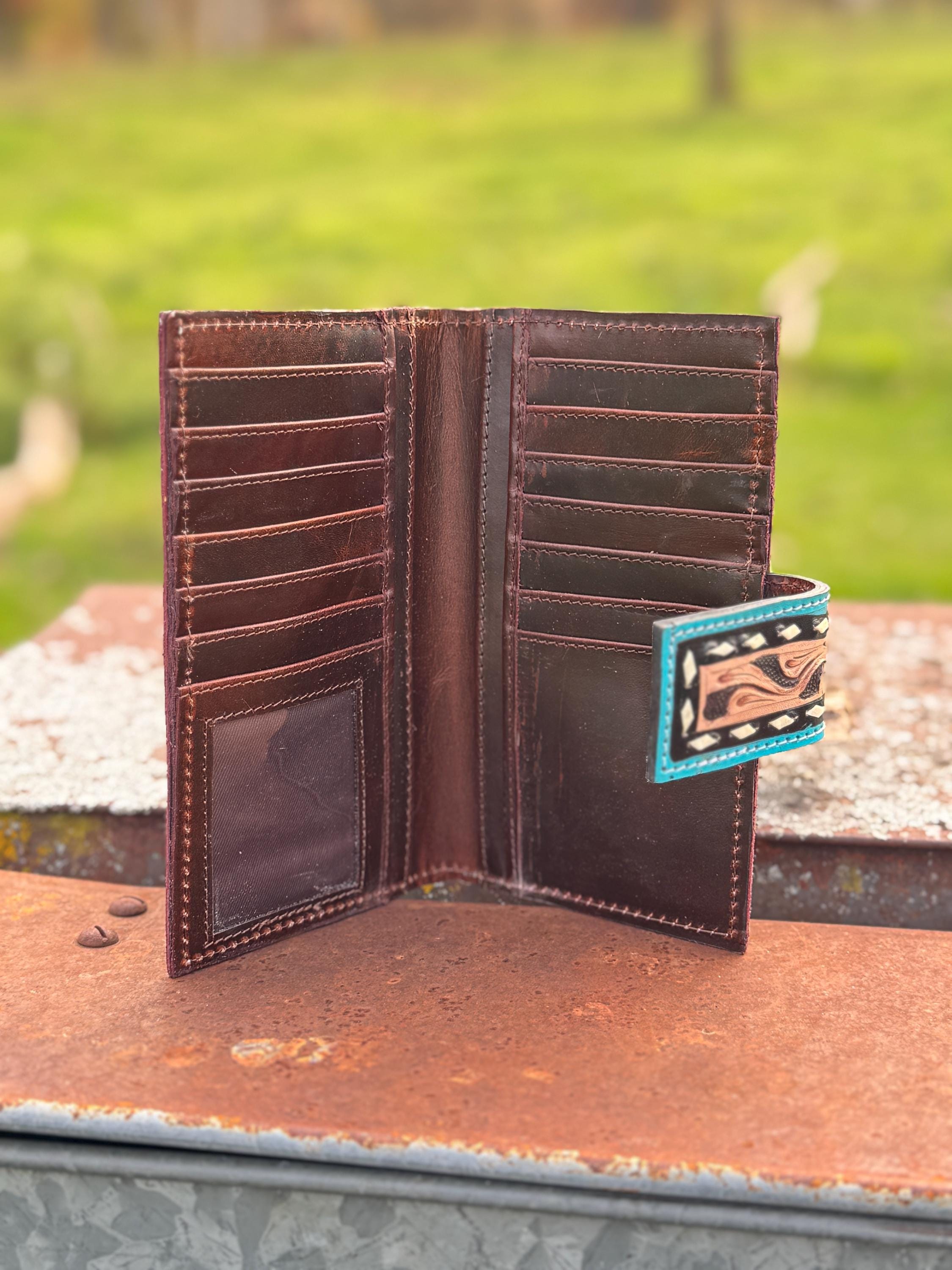 Black and Turquoise Genuine Western Cowhide Leather Purse with fringe by Double B Wild Rags