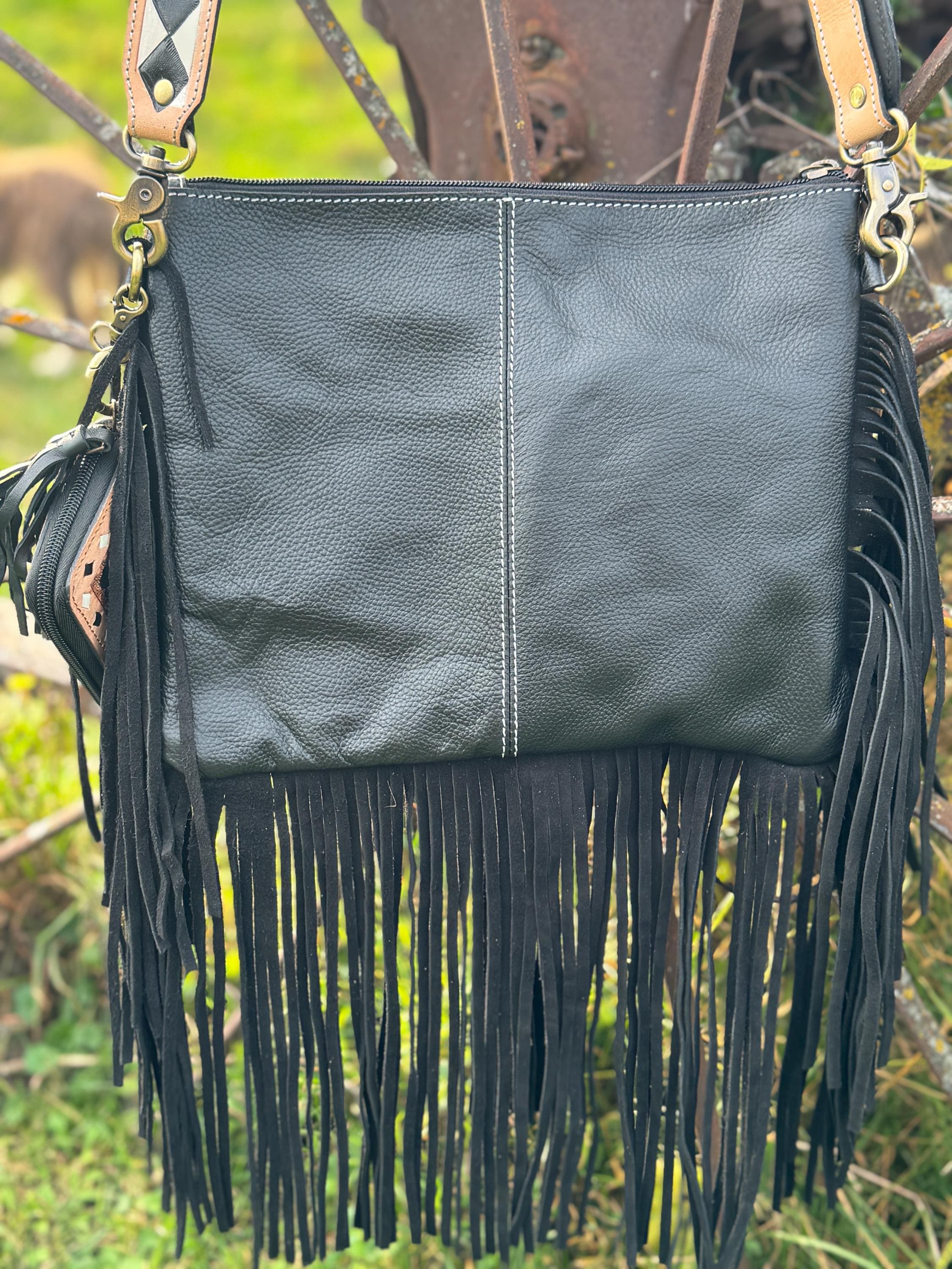Checkered Black and White Genuine Western Leather Purse and Wallet Set by Double B Wild Rags