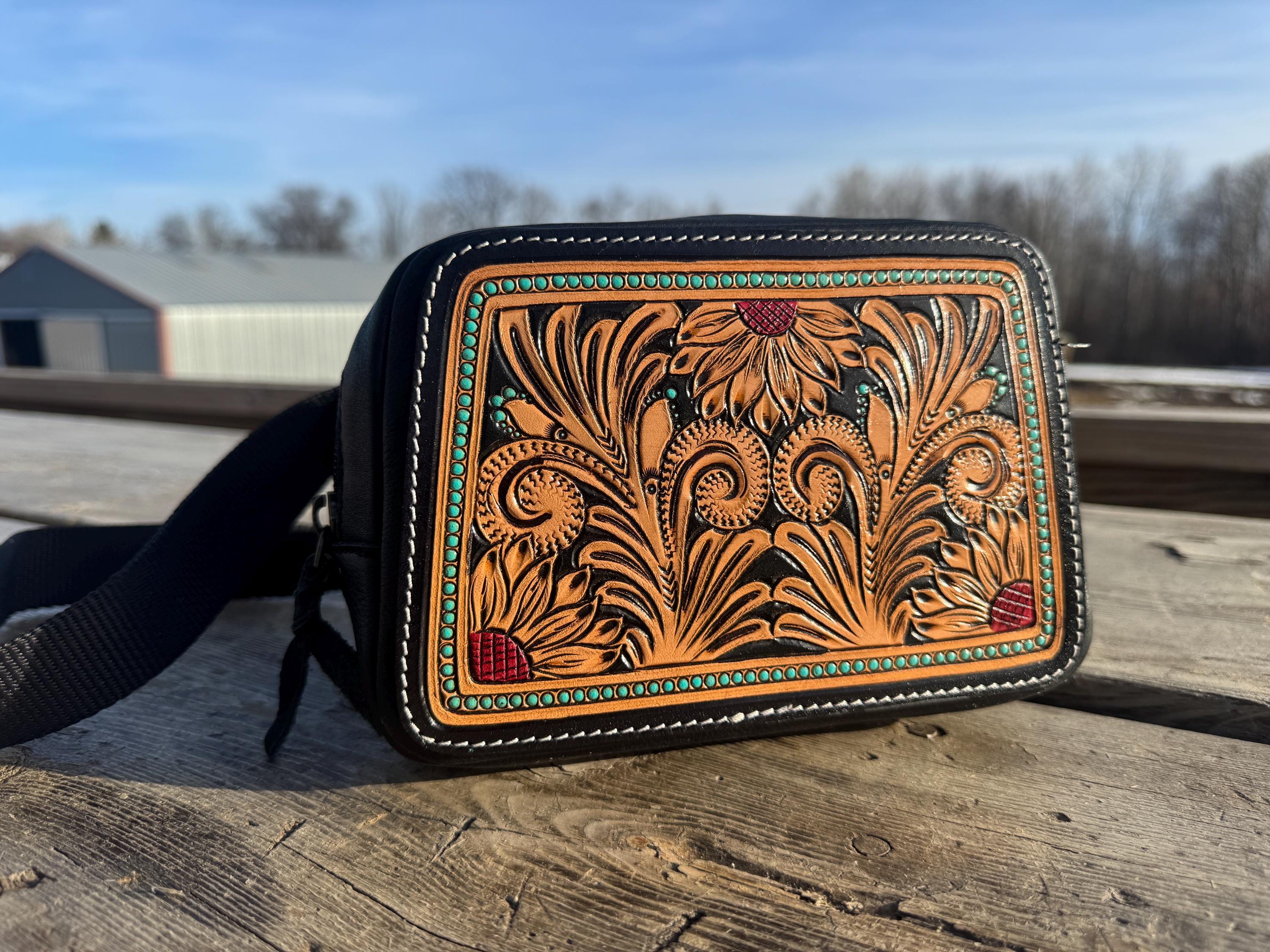 Genuine Leather Tooled Western Everywhere Belt Bag by Double B Wild Rags