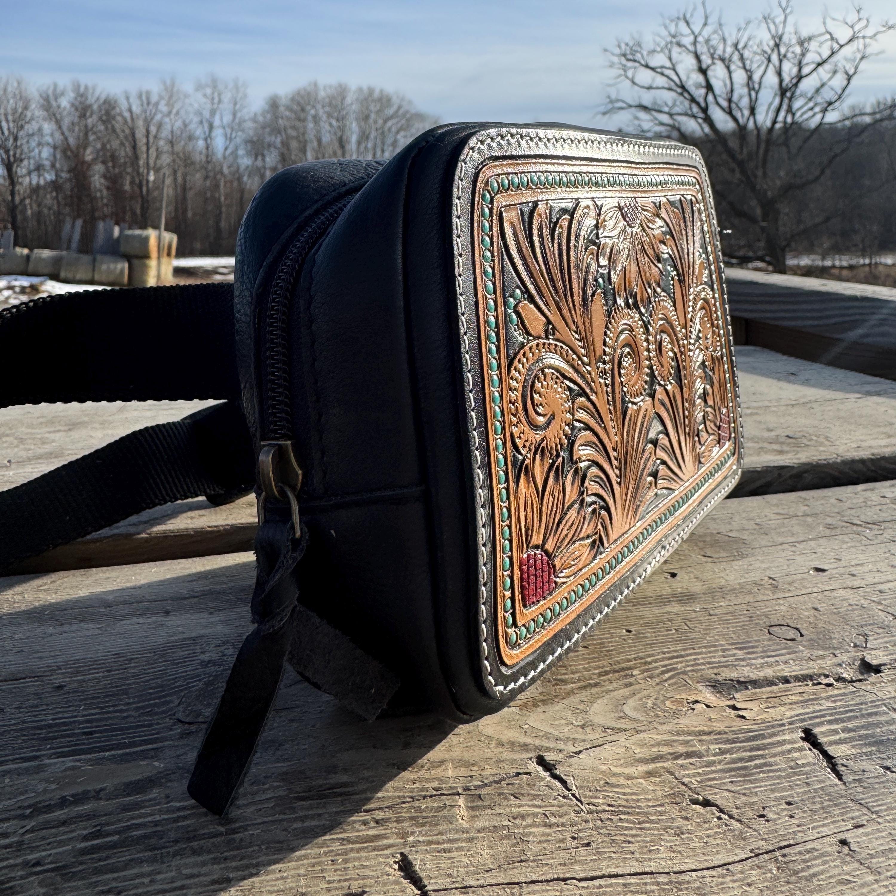 Genuine Leather Tooled Western Everywhere Belt Bag by Double B Wild Rags