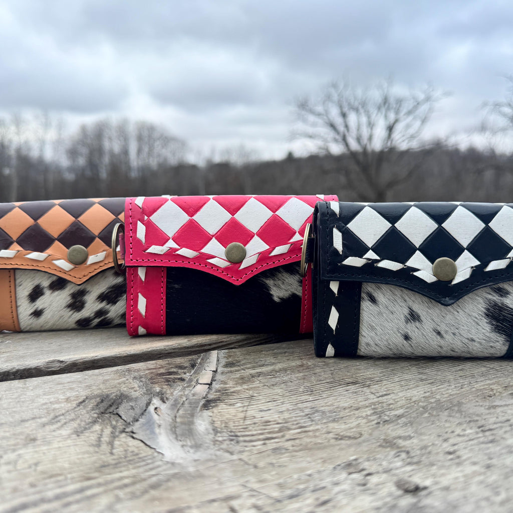 Black Pink or Brown Checkered Small Wallet by Double B Wild Rags