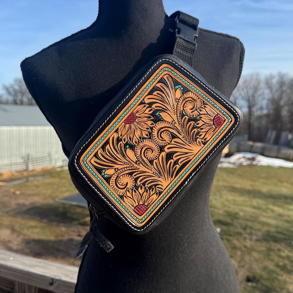 Genuine Leather Tooled Western Everywhere Belt Bag by Double B Wild Rags
