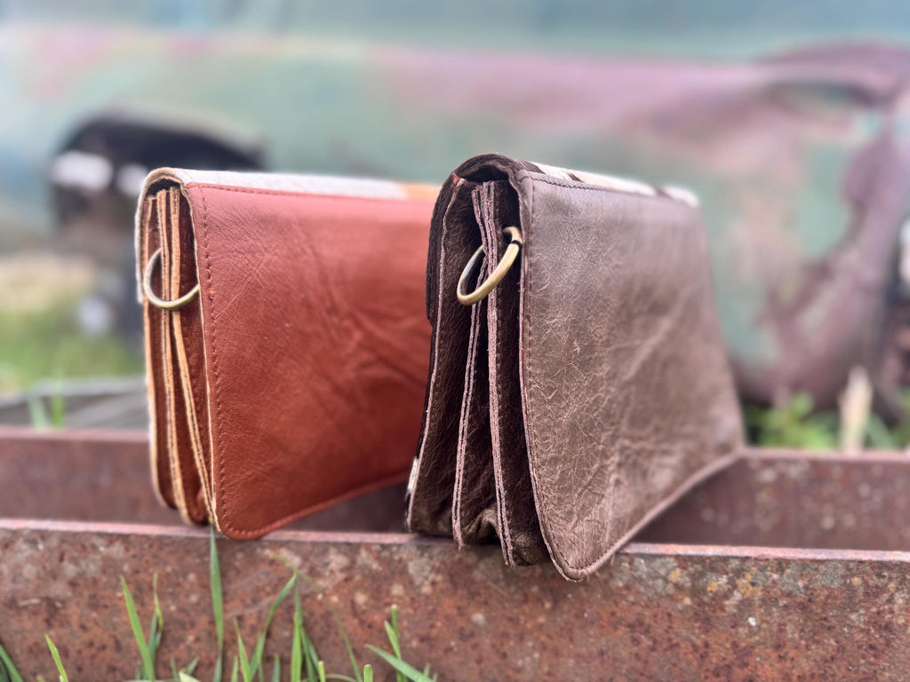 Genuine Cowhide Leather accordion style purse