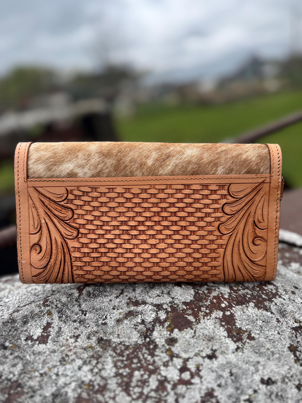 Desert Sunset Western Speedy Leather Purse with optional wallet