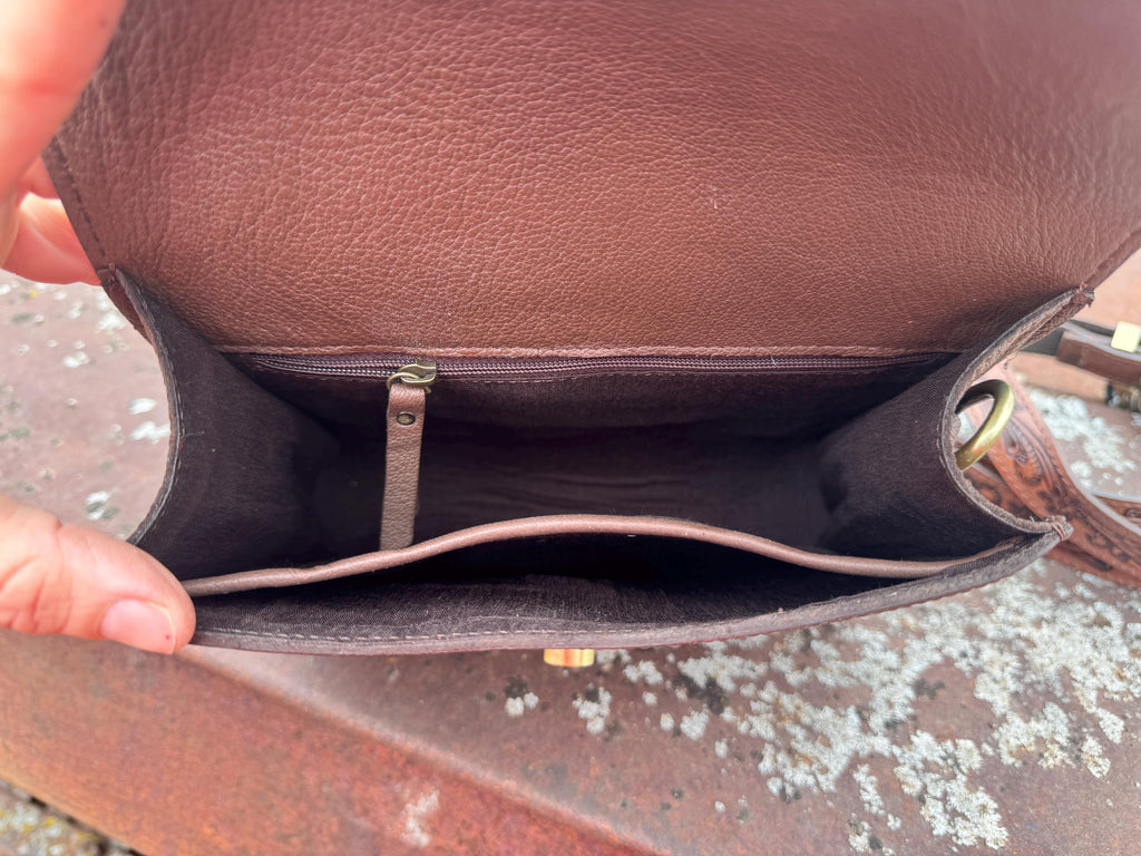 Prairie Bloom Western Tooled Leather Crossbody Purse by Double B