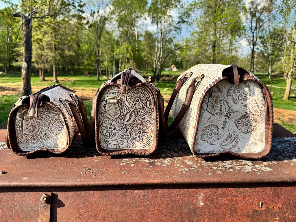 A Cowgirls Promise - western wedding bridal leather barrel speedy bag purse by Double B