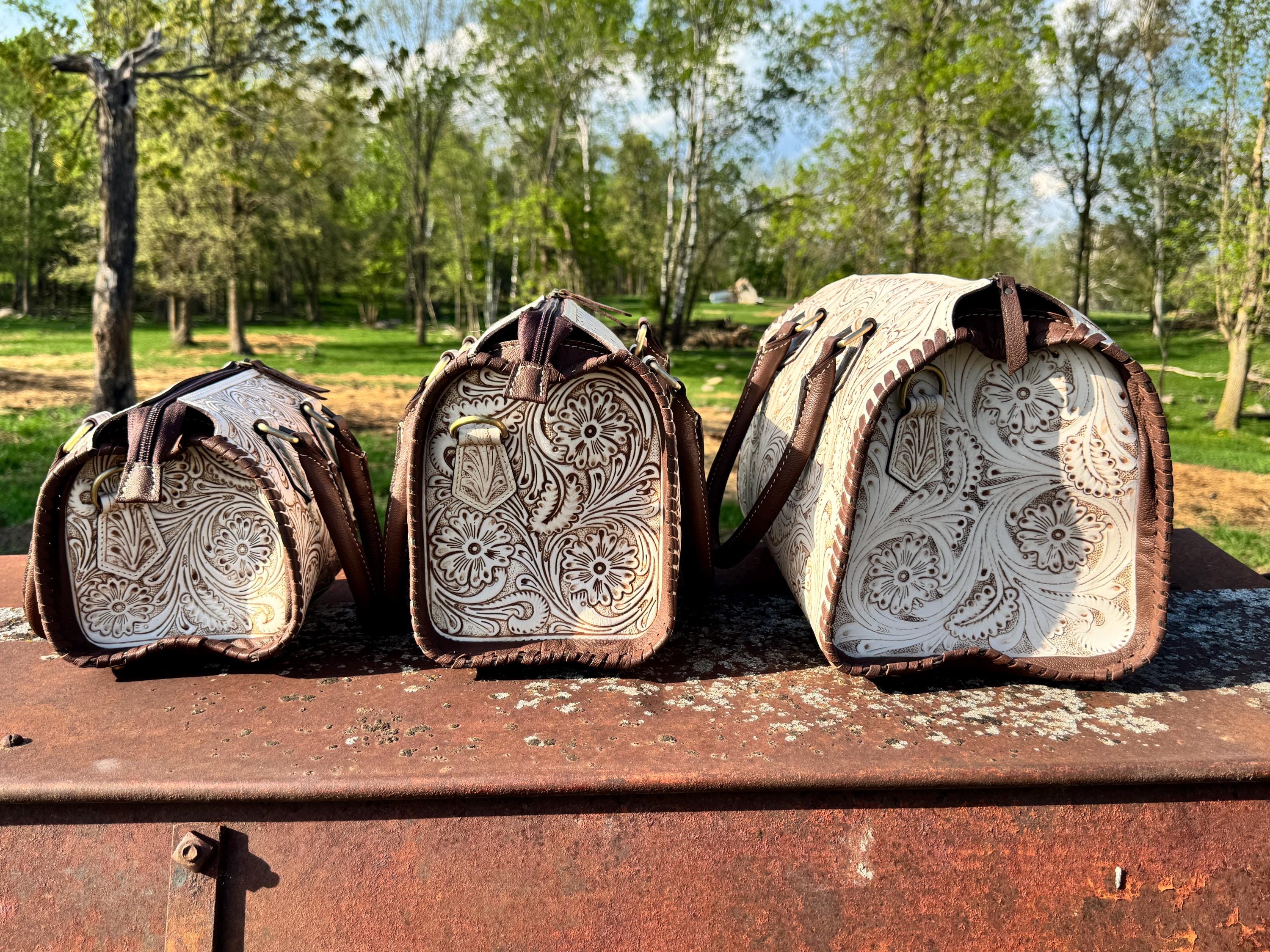 A Cowgirls Promise - western wedding bridal leather barrel speedy bag purse by Double B