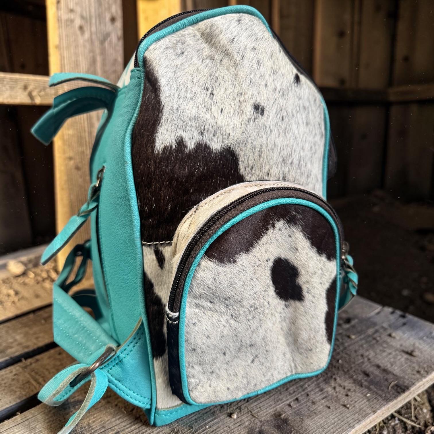Checkered Genuine Cowhide Leather Backpack by Double B