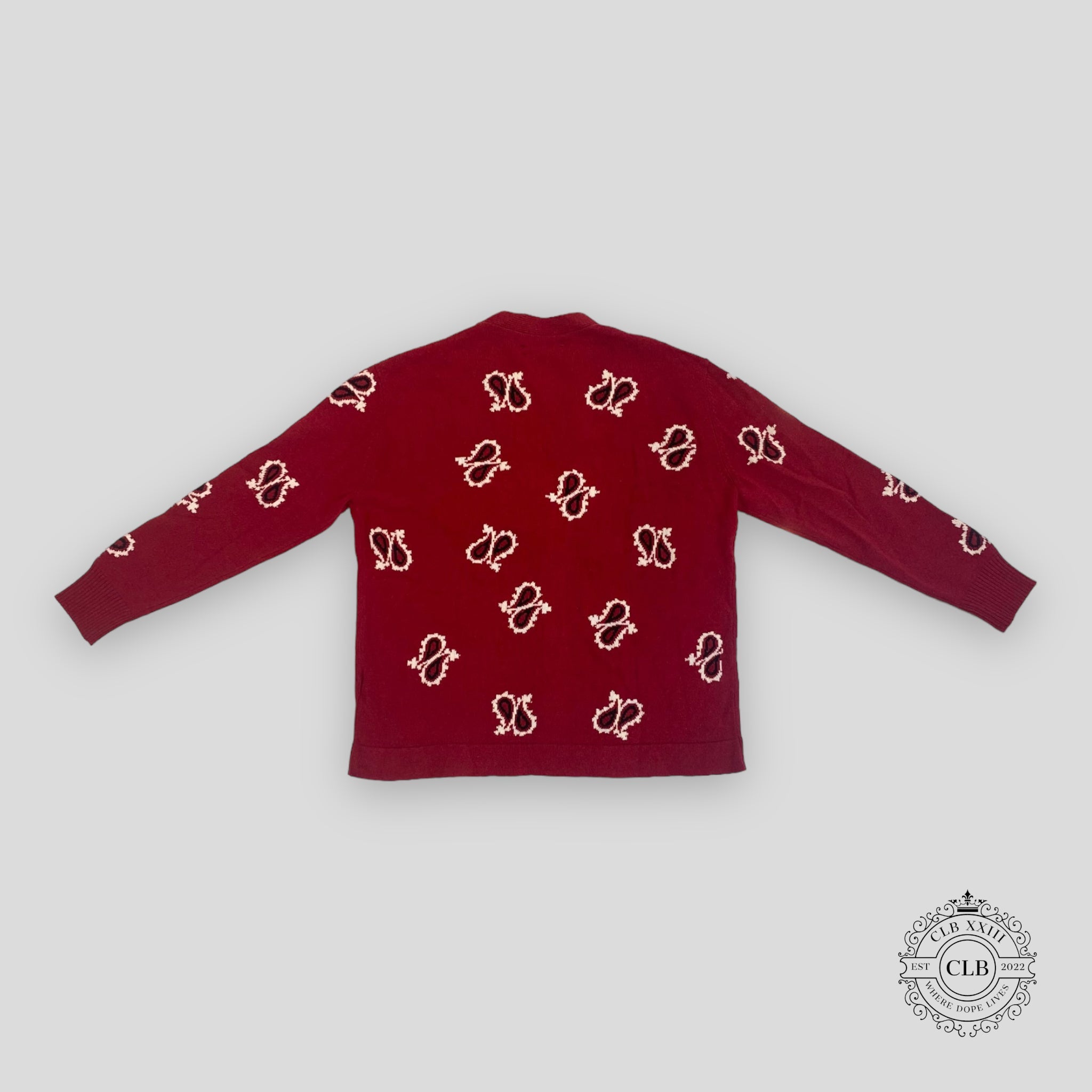 Amiri Paisley Intersia Cardigan in Red