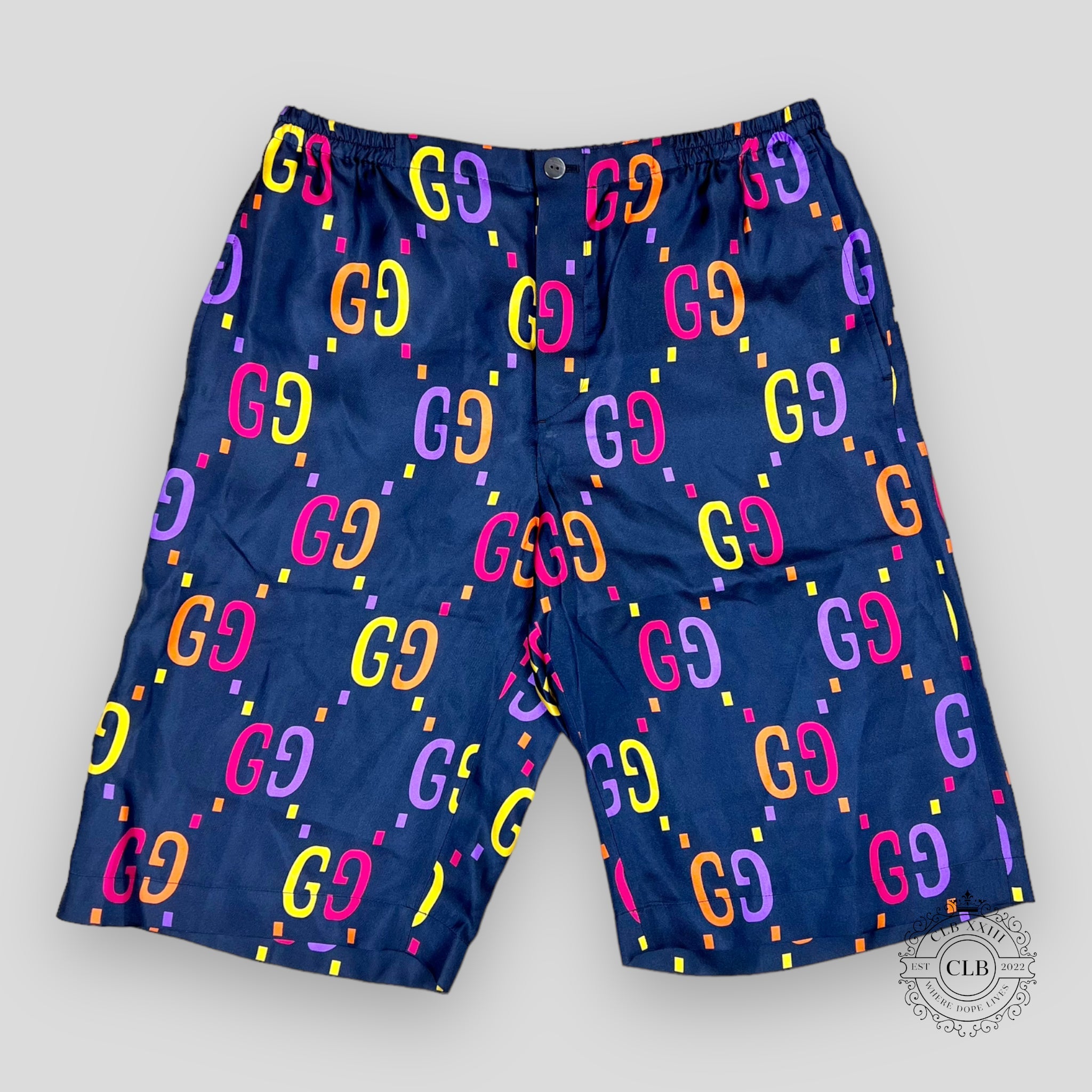 GUCCI GG JACQUARD SHORTS- BLUE