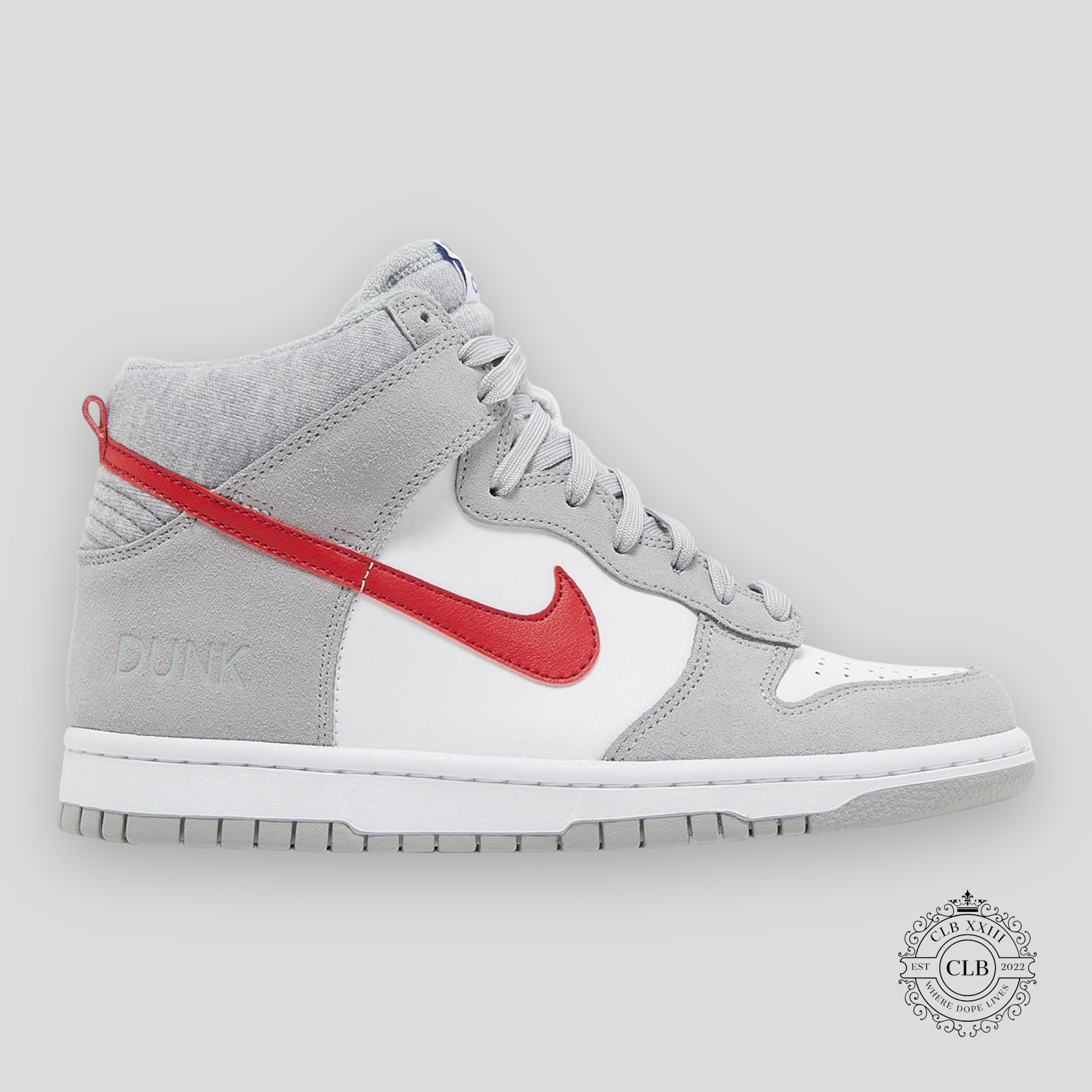 NIKE DUNK HIGH (GS) “ATHLETIC CLUB - GREY & RED”