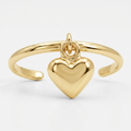 14k Yellow Gold Cuff Puffed Heart Toe Ring