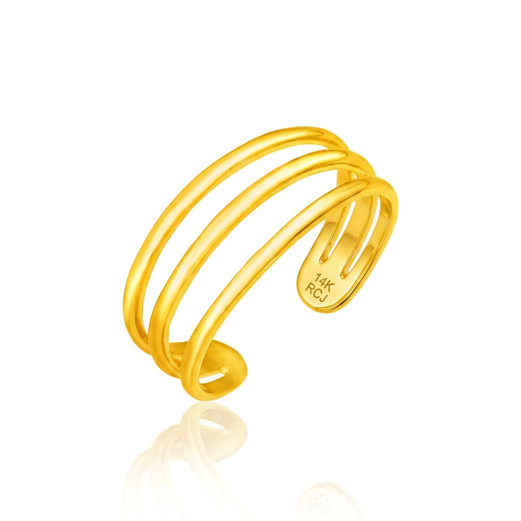 14k Yellow Gold Three Bar Toe Ring