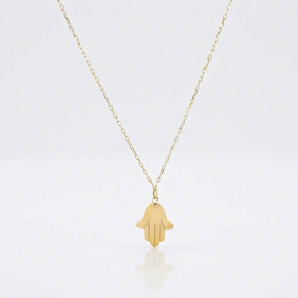 14K Yellow Gold Hand of Hamsa Necklace