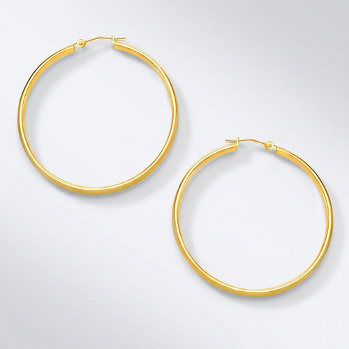 10k Yellow Gold Polished Hoop Earrings (30mm)