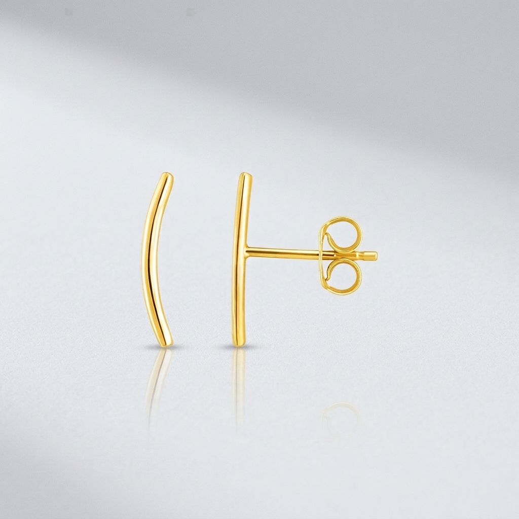 14k Yellow Gold Curve Climber Post Earrings
