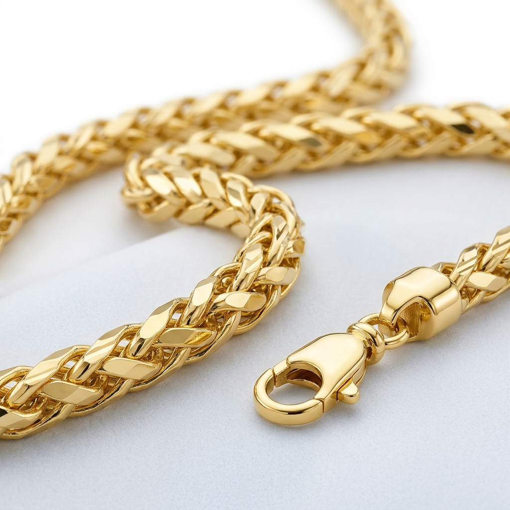 4.0mm 14k Yellow Solid Gold Diamond Cut Round Franco Chain