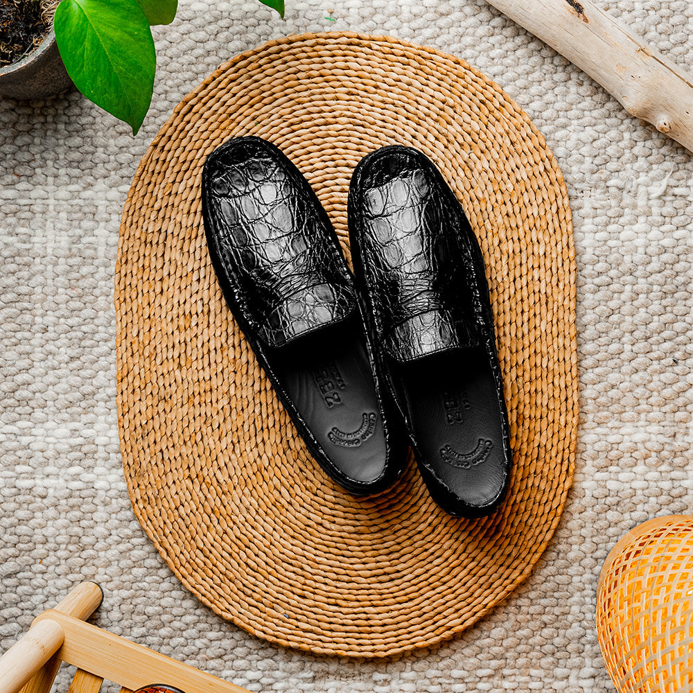 31-103-BKM MONZA Crocodile Driver, Black
