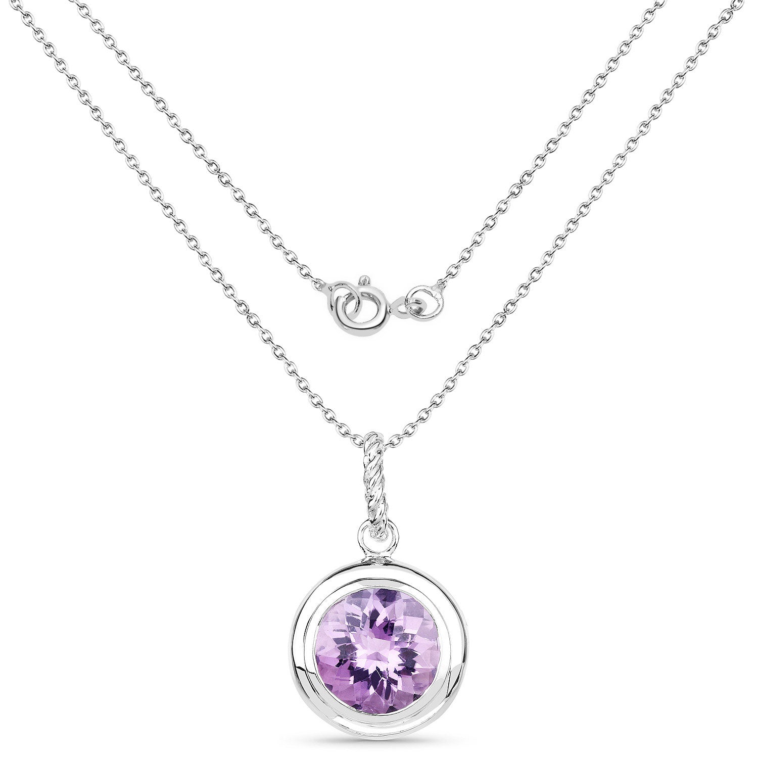 8.00 Carat Genuine Amethyst .925 Sterling Silver Pendant