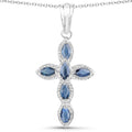 0.90 Carat Genuine Blue Sapphire .925 Sterling Silver Pendant